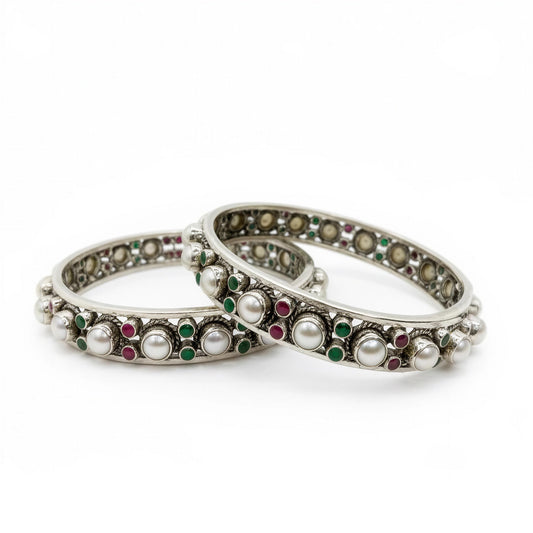 The Empress Pearl & Gemstone Lattice Bangles