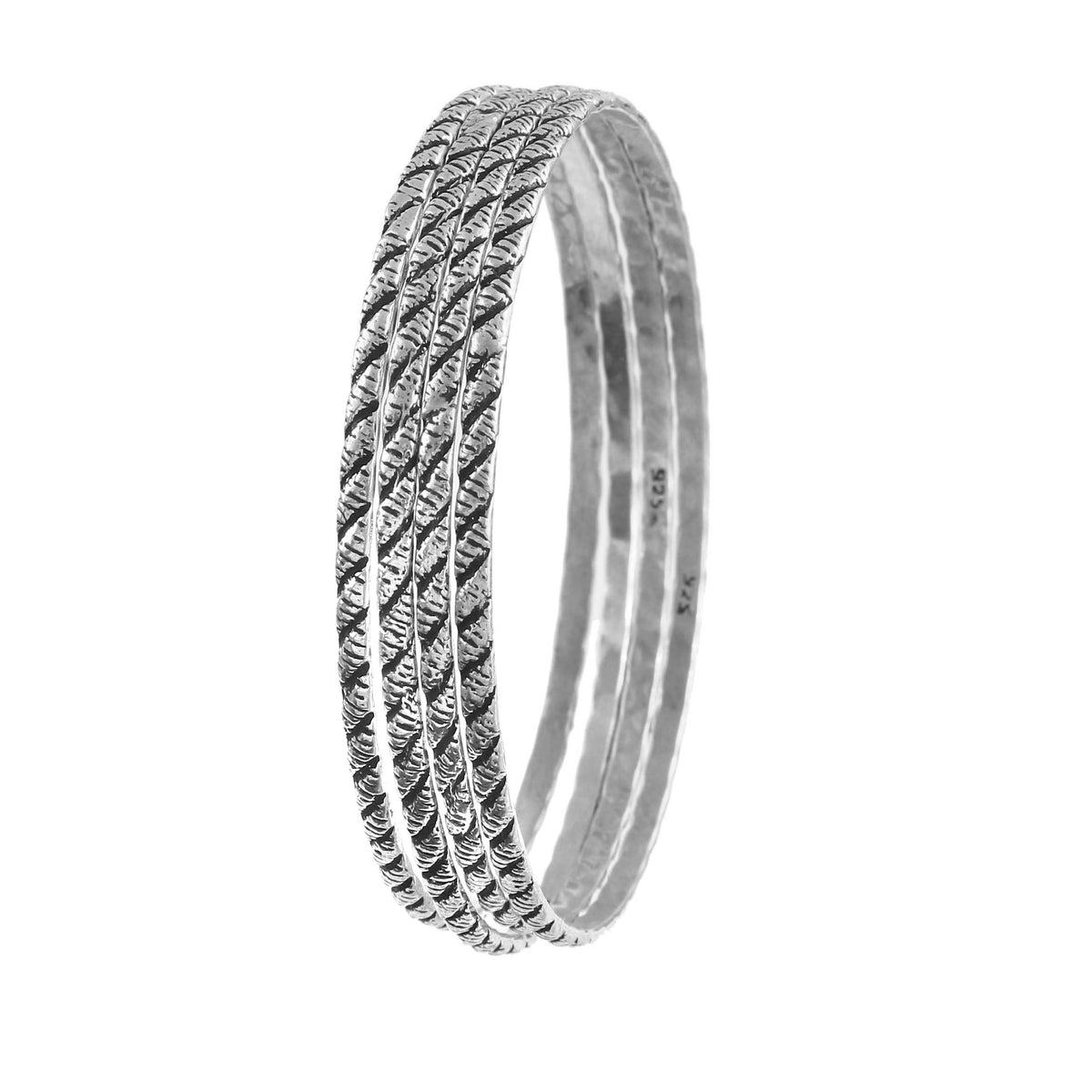 Artisanal Woven Silver Bangles