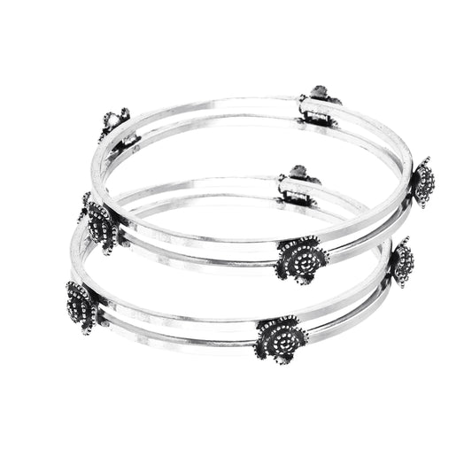 Floral Motif Double Band Kada Set