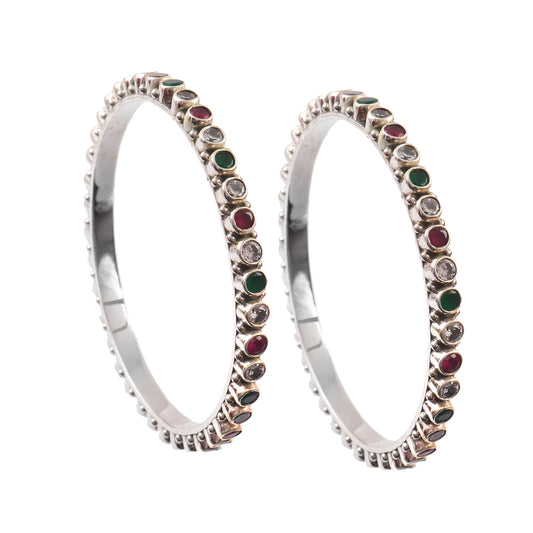 Multicolor Gemstone Slim Bangles