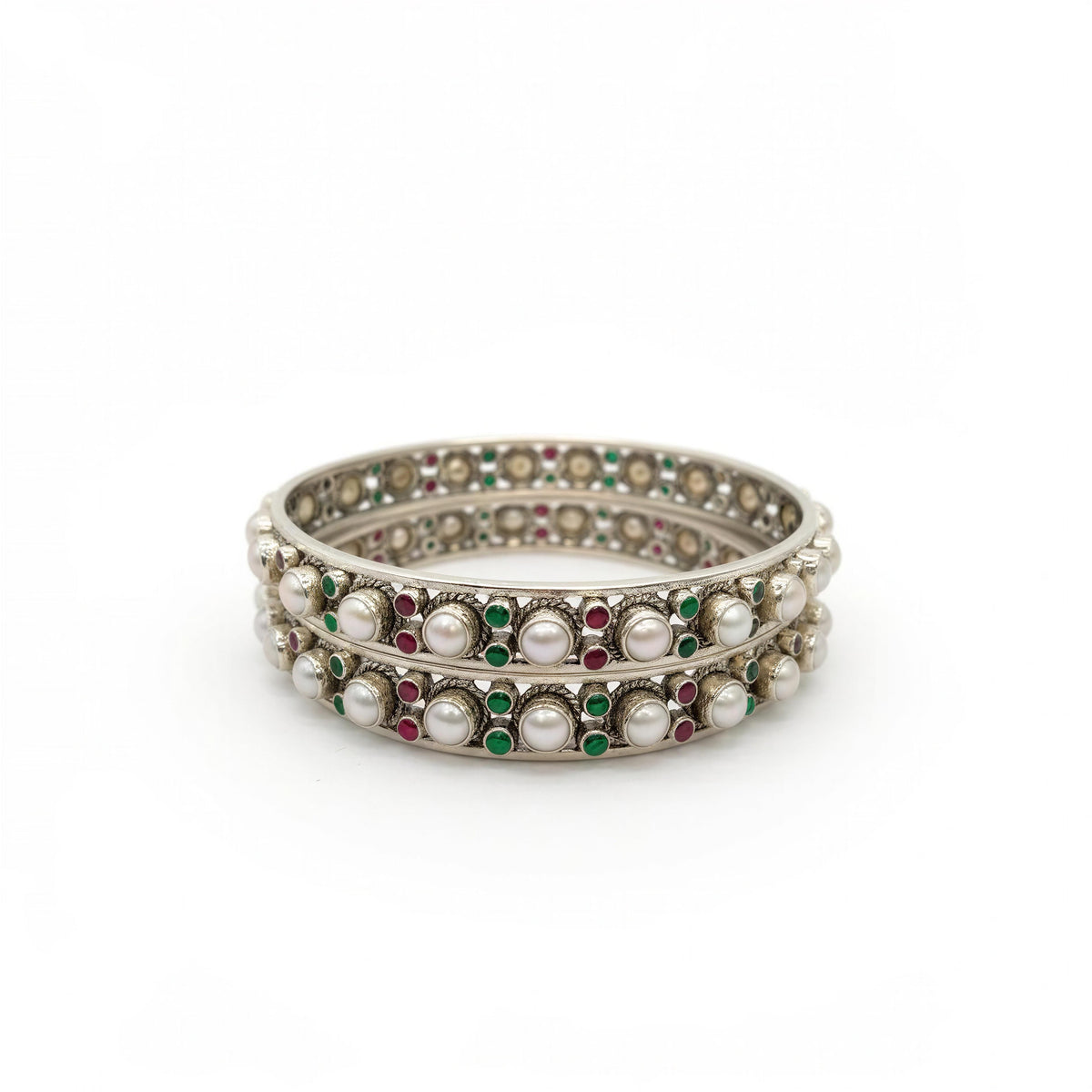 The Empress Pearl & Gemstone Lattice Bangles
