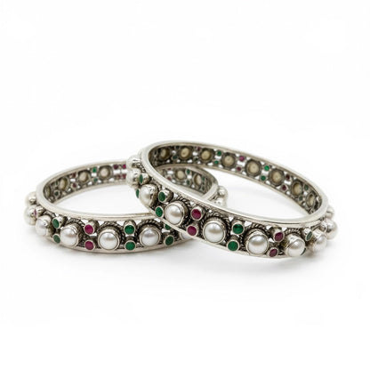 The Empress Pearl & Gemstone Lattice Bangles