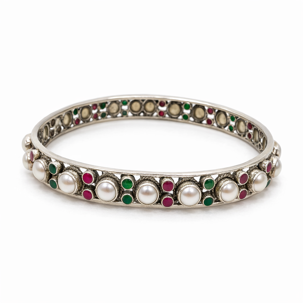 The Empress Pearl & Gemstone Lattice Bangles