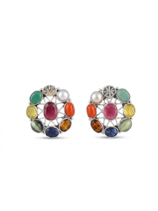 MANDALA NAVRATNA STUDS