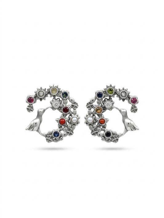 Navratna Bird Earrings