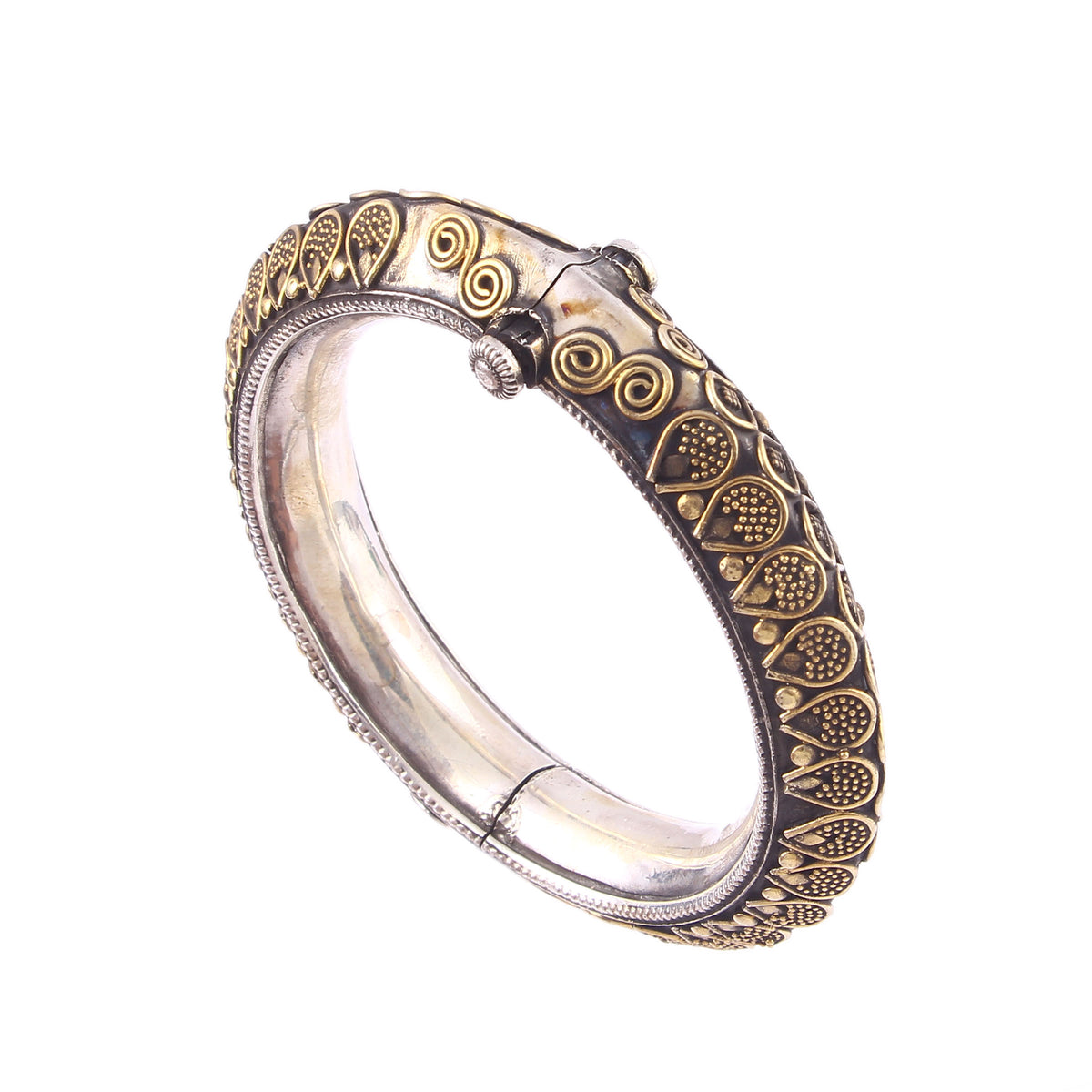The Regal Spiral Dual-Tone Silver Bangle