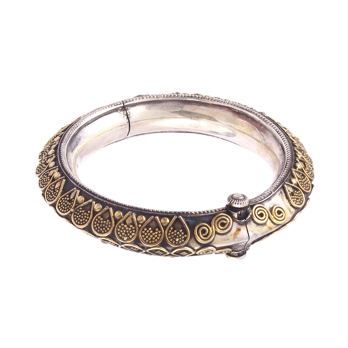 The Regal Spiral Dual-Tone Silver Bangle