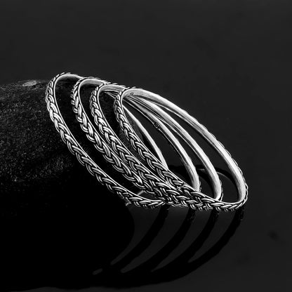 Artisanal Woven Silver Bangles
