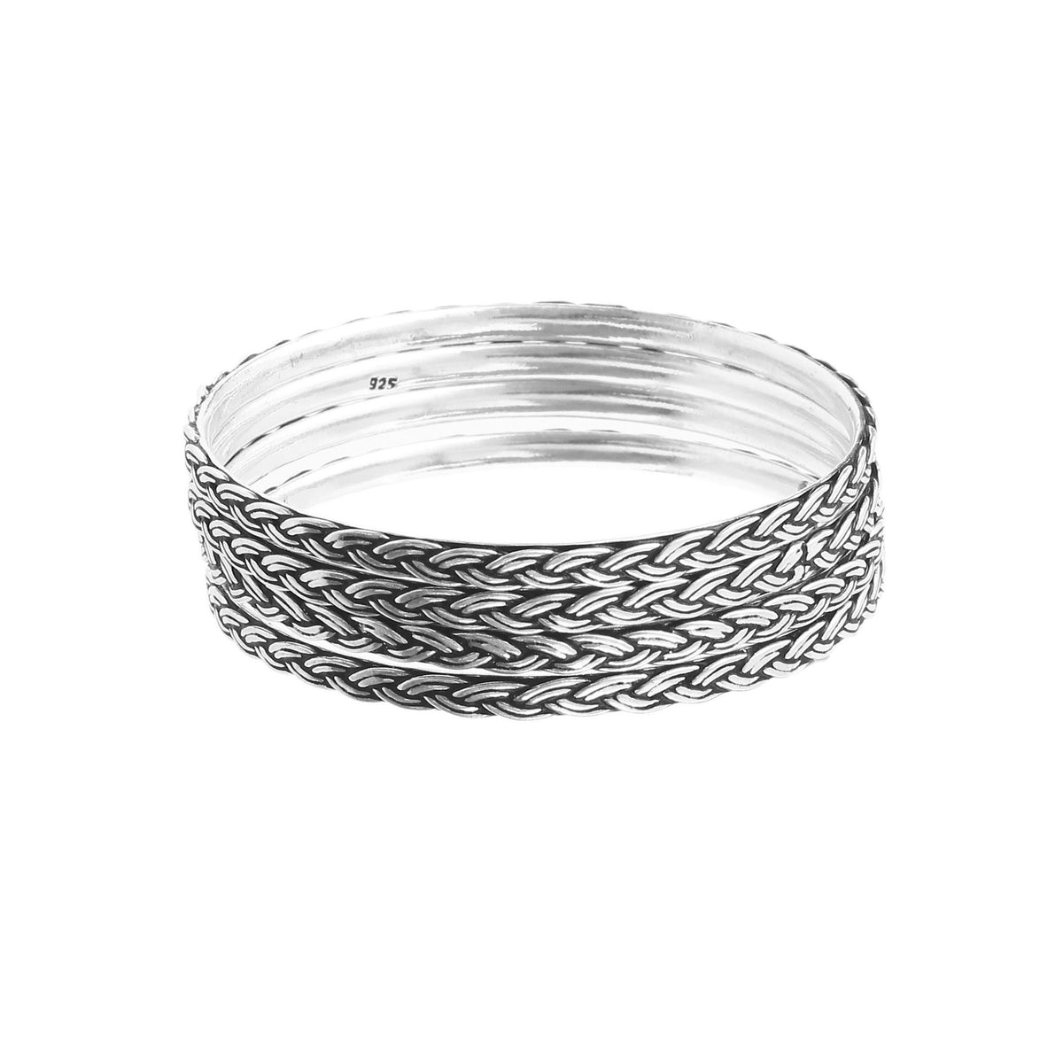 Artisanal Woven Silver Bangles