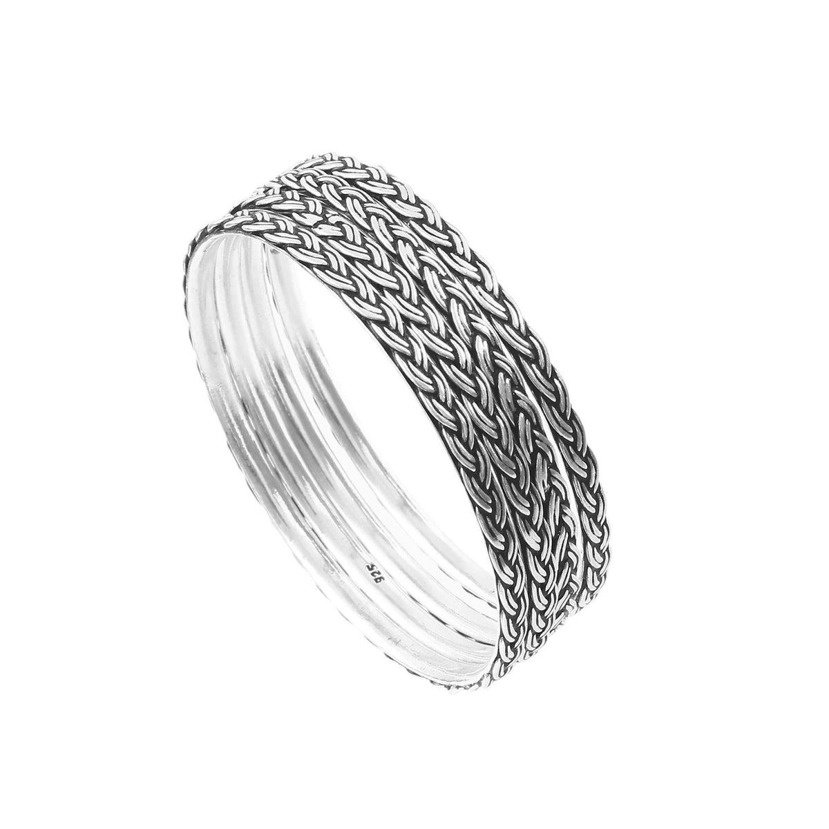 Artisanal Woven Silver Bangles