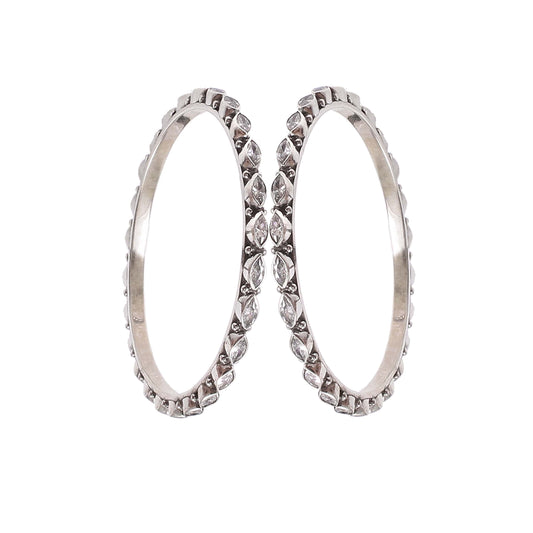 Ziva Leaf Crystal Bangles