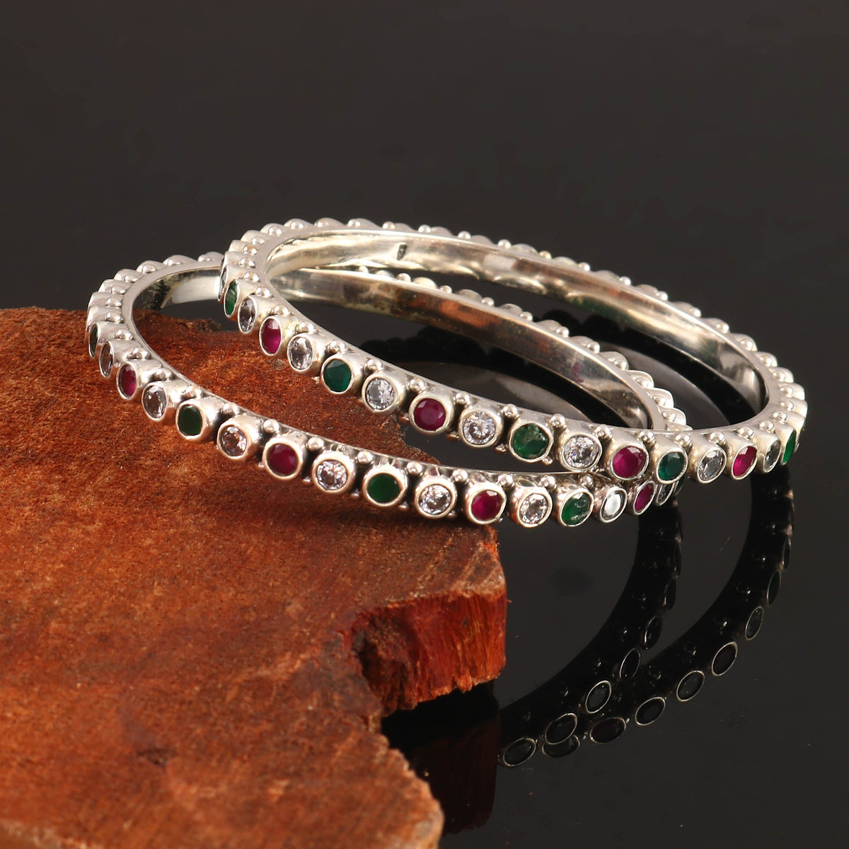 Multicolor Gemstone Slim Bangles