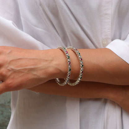 Multicolor Gemstone Slim Bangles